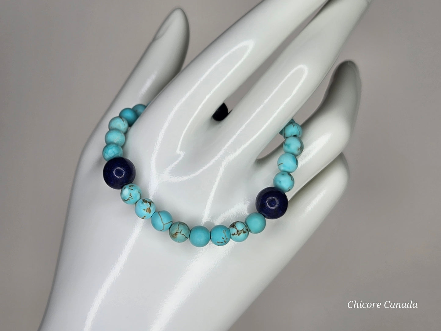 Handmade Natural Turquoise and Lapis Lazuli Healing Bracelet – Unisex Energy Balance