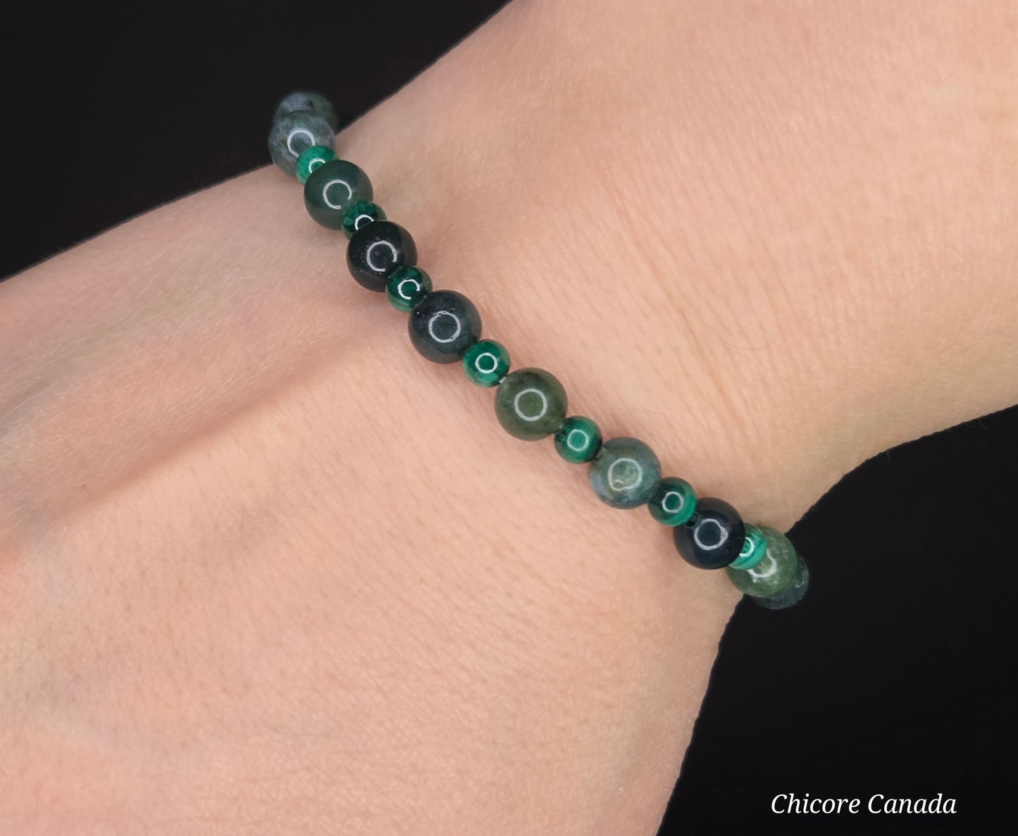 Forest Luxe – Handmade Moss Agate & Malachite Bracelet for Grounding and Sophisticated Renewal