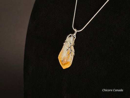 Exquisite Raw Brazilian Citrine Pendant Necklace in Refined Elegance