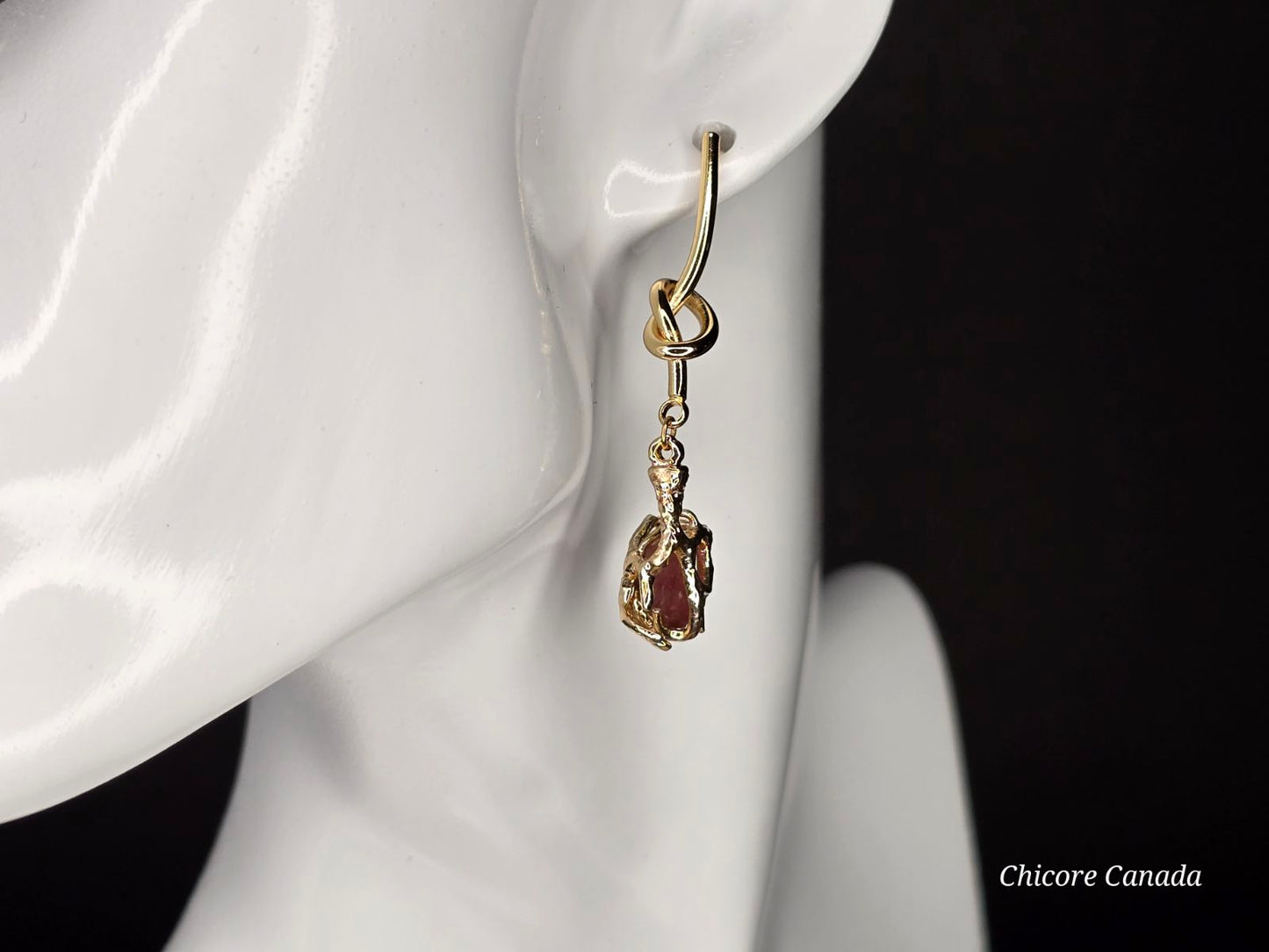 Belles boucles d'oreilles en tourmaline rose