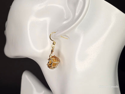 Boucles d'oreilles élégantes en citrine fabriquées à la main - Bijoux intemporels avec une lueur dorée raffinée