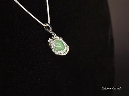 Collier pendentif en jade naturel fait main élégant – Un symbole de grâce intemporelle