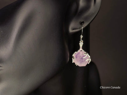 Handmade Natural Amethyst Stone Earrings