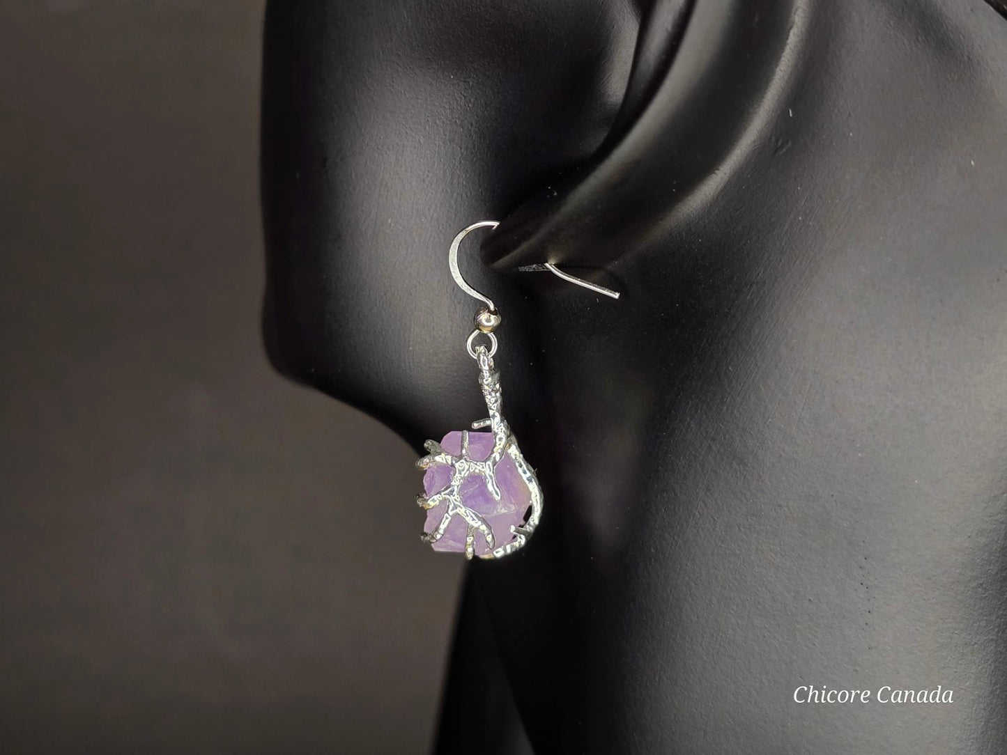 Handmade Natural Amethyst Stone Earrings