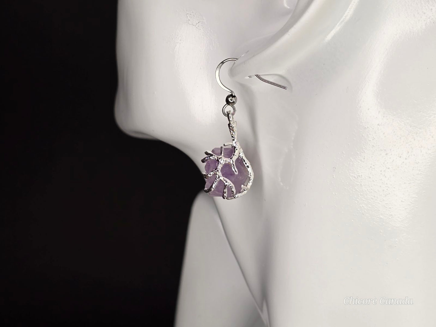 Handmade Natural Amethyst Stone Earrings
