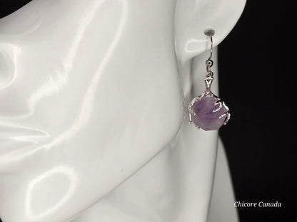 Handmade Natural Amethyst Stone Earrings
