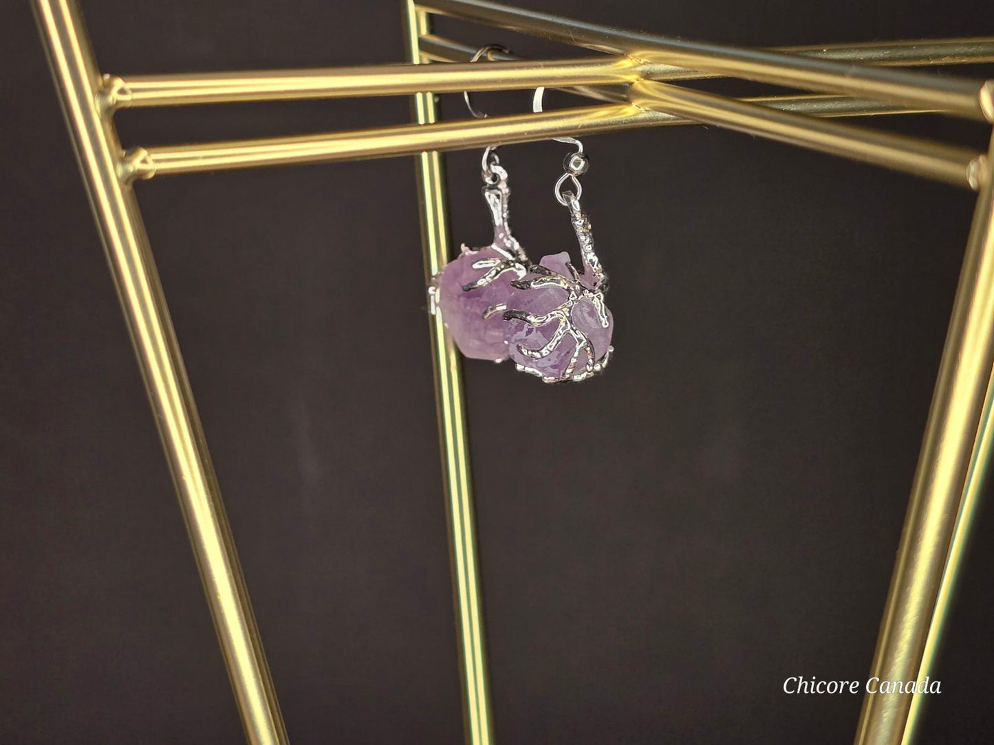 Handmade Natural Amethyst Stone Earrings