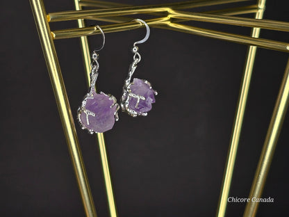 Handmade Natural Amethyst Stone Earrings