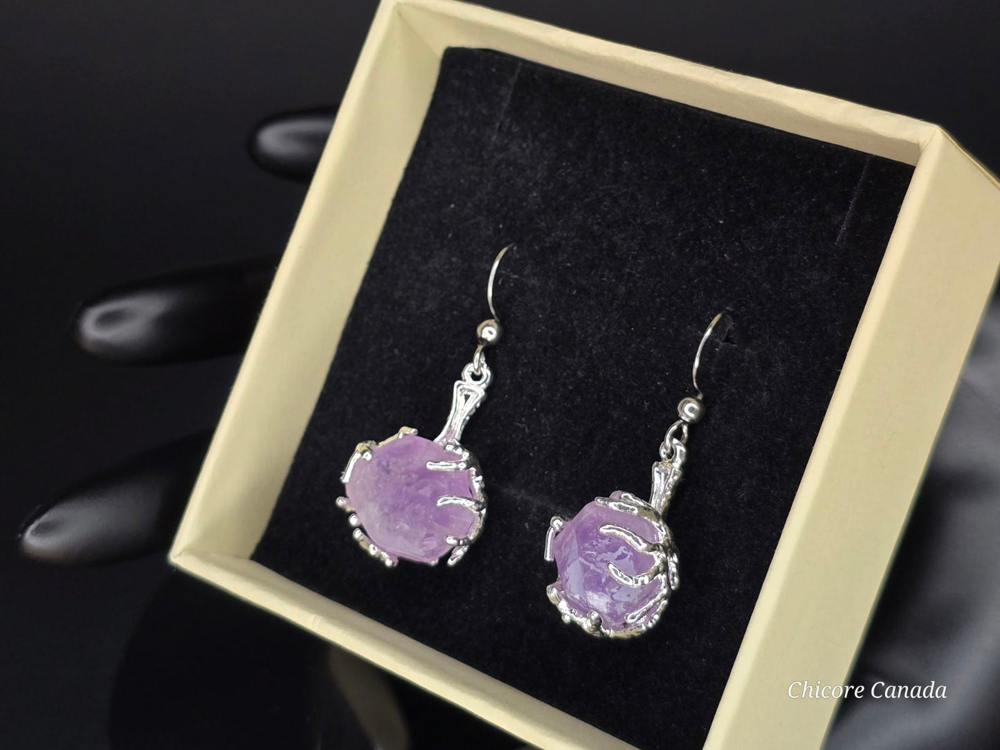 Handmade Natural Amethyst Stone Earrings