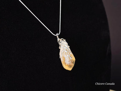 Collier pendentif élégant en citrine brésilienne fait main