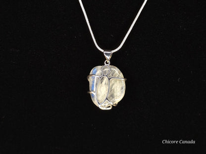 Collier pendentif en pierre de lune naturelle fait main - Design élégant et délicat