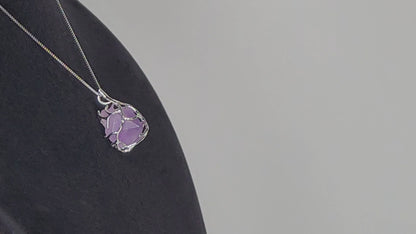 Pendentif exquis en améthyste brute naturelle fait à la main avec collier réglable