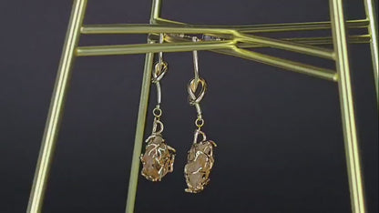 Élégant soleil : boucles d'oreilles en citrine naturelle faites à la main