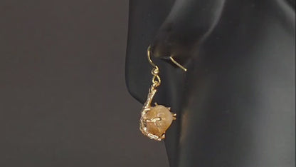 Boucles d'oreilles élégantes en citrine fabriquées à la main - Bijoux intemporels avec une lueur dorée raffinée