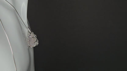 Blush Bloom – Handmade Raw Rose Quartz Pendant with 925 Sterling Silver Adjustable Necklace