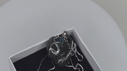 Pendentif élégant en labradorite en forme de cœur en argent sterling 925 avec collier réglable – Fabriqué à la main et naturellement rayonnant