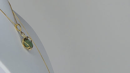 Pendentif délicat en argent sterling 925 en forme de cœur avec jade naturel et collier réglable
