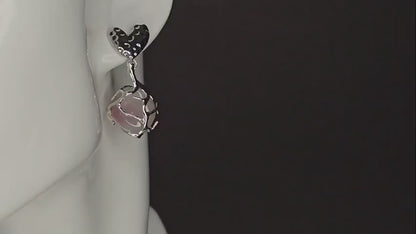 Boucles d'oreilles en quartz rose – Bijoux élégants et délicats