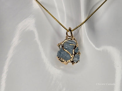 Aquamarine Pendant Necklace in 925 Sterling Silver. Elegant, Adjustable & Timeless
