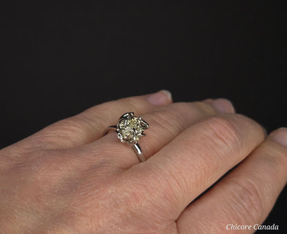 925 Sterling Silver Adjustable Raw Pyrite Ring