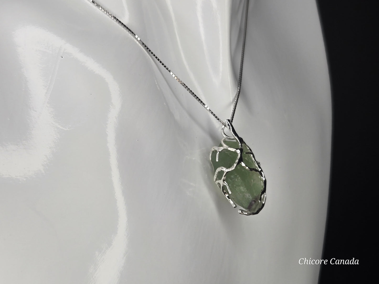 Stone of Clarity & Spiritual Balance - Handmade Raw Fluorite Pendant with Adjustable 925 Sterling Silver Necklace