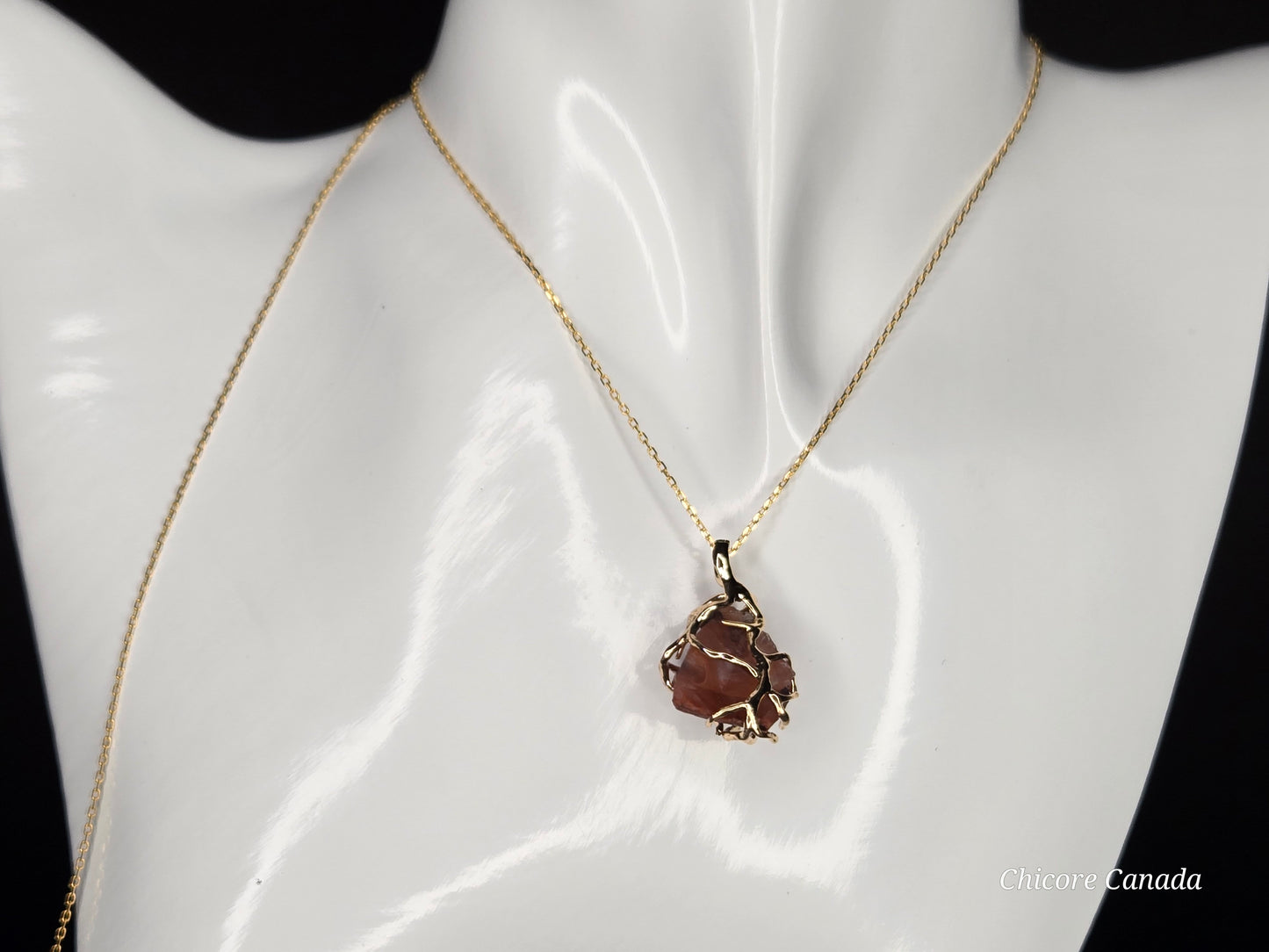 Raw Carnelian Talisman Necklace - 925 Sterling Silver - Sacred Fire