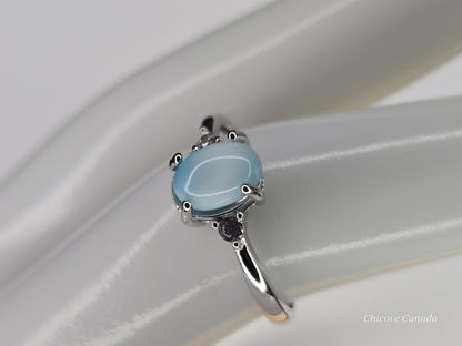 Caribbean Charm – Handmade Larimar Adjustable Silver Ring