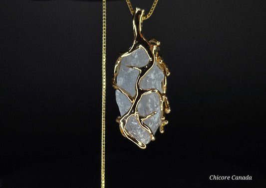Ethereal Handmade Raw Celestite Pendant with 925 Sterling Silver Adjustable Necklace