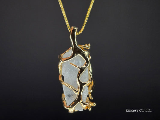 Ethereal Handmade Raw Celestite Pendant with 925 Sterling Silver Adjustable Necklace