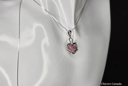 Eternal Love: Handmade 925 Sterling Silver Pink Tourmaline Heart Pendant with Adjustable Necklace
