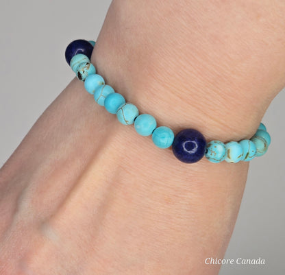 Handmade Natural Turquoise and Lapis Lazuli Healing Bracelet – Unisex Energy Balance
