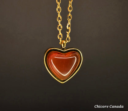 Delicate Heart-Shaped Carnelian Pendant – Symbol of Passion & Positivity