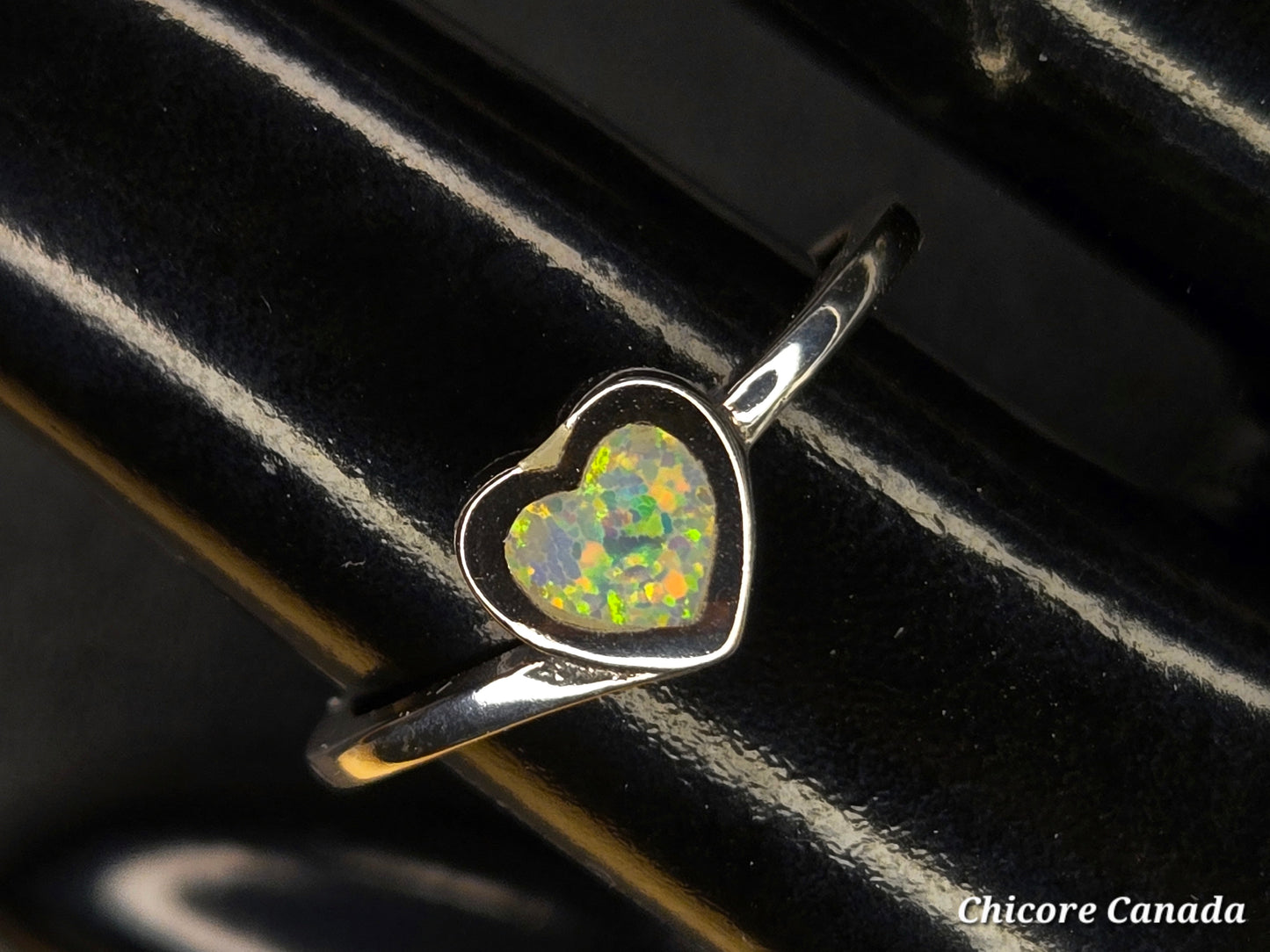 Heart-Shaped Opal 925 Sterling Silver Adjustable Ring – A Radiant Symbol of Love & Elegance