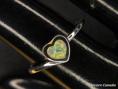 Heart-Shaped Opal 925 Sterling Silver Adjustable Ring – A Radiant Symbol of Love & Elegance