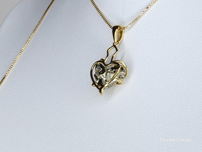Pendentif en forme de cœur en pyrite brute fait main en argent sterling 925 – Design unique et élégant