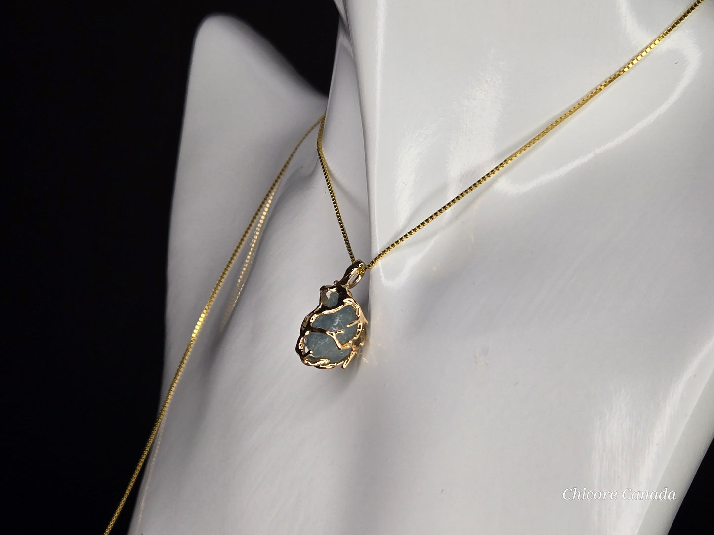 Aquamarine Pendant Necklace in 925 Sterling Silver. Elegant, Adjustable & Timeless