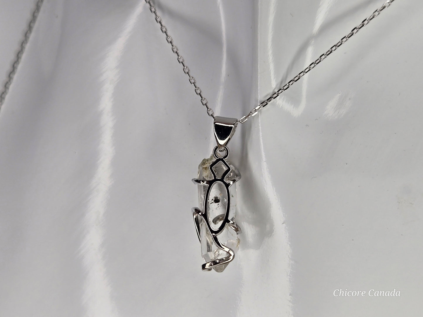 AAA Grade Raw Herkimer Diamond Pendant – Handmade Crystal Necklace with Adjustable 925 Sterling Silver