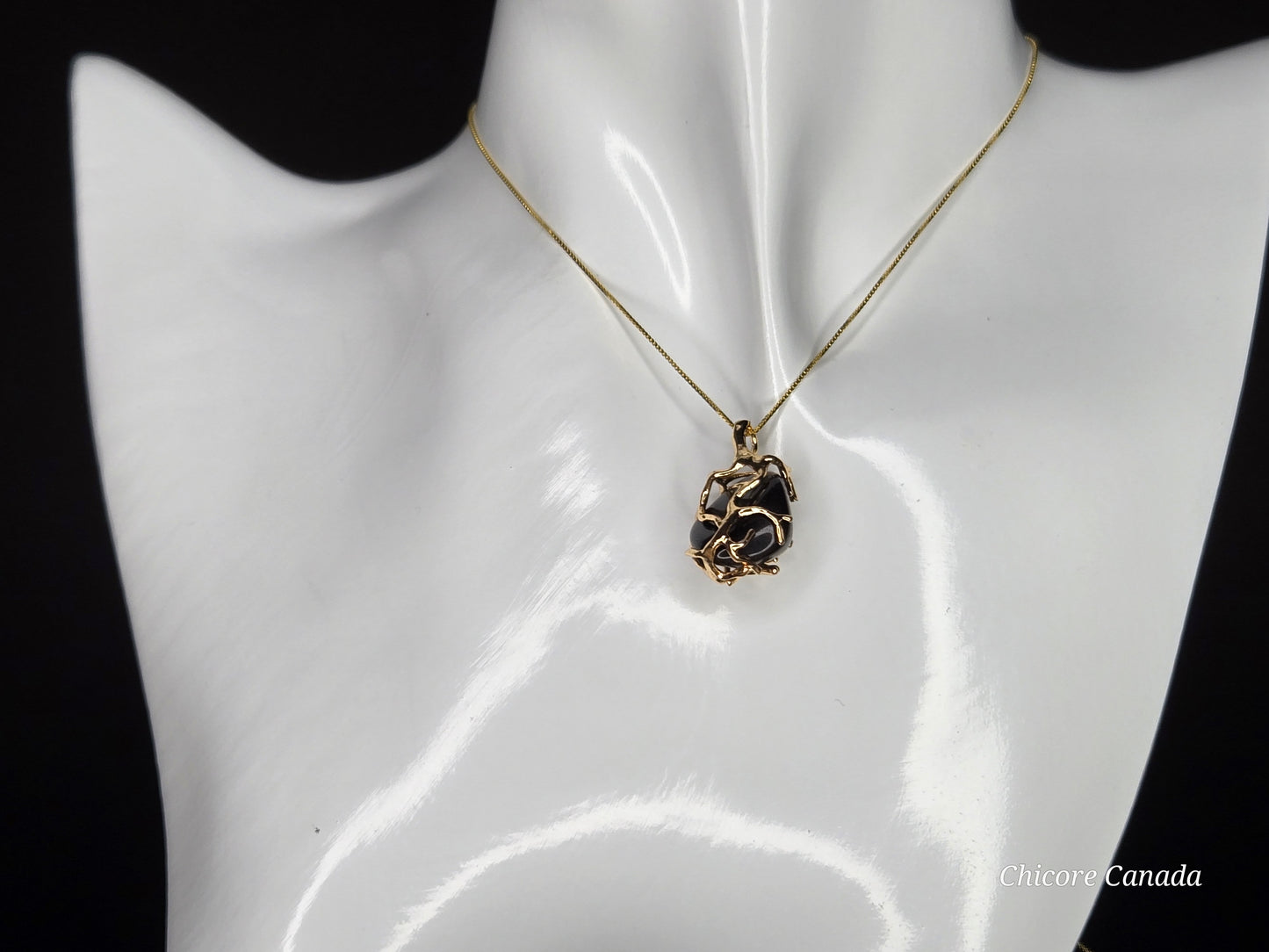 Handcrafted Black Obsidian Power Pendant – 925 Sterling Silver Adjustable Necklace