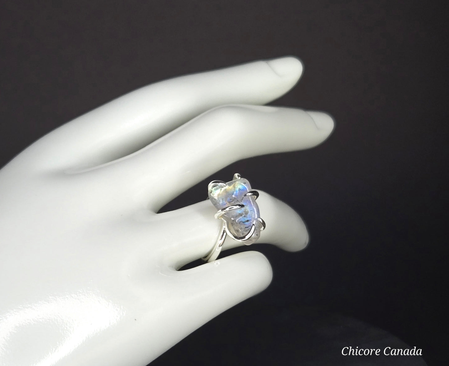 Adjustable Moonstone Ring – Silver Tone