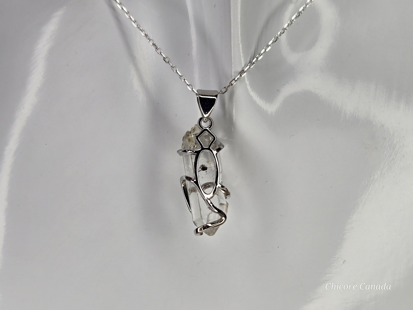 AAA Grade Raw Herkimer Diamond Pendant – Handmade Crystal Necklace with Adjustable 925 Sterling Silver