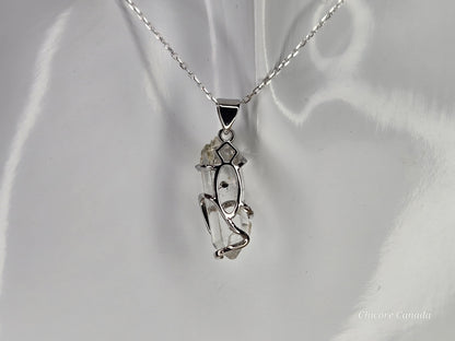 AAA Grade Raw Herkimer Diamond Pendant – Handmade Crystal Necklace with Adjustable 925 Sterling Silver