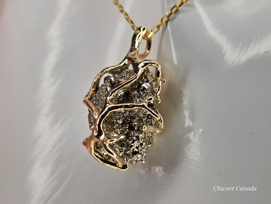 Abundance & Strength: Raw Pyrite and Sterling Silver Necklace