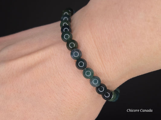 Enchanted Forest — Handmade Natural Moss Agate Bracelet of Tranquility and Growth