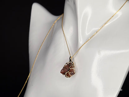 Raw Carnelian Talisman Necklace - 925 Sterling Silver - Sacred Fire