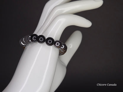 Handmade Natural Tiger’s Eye, Obsidian & Hematite Protection Bracelet