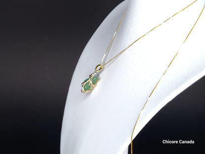 Collier pendentif en jade naturel exquis fait à la main avec longueur réglable