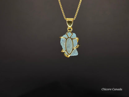 Elegant Handmade Aquamarine Pendant Necklace in 925 Sterling Silver with Adjustable Chain