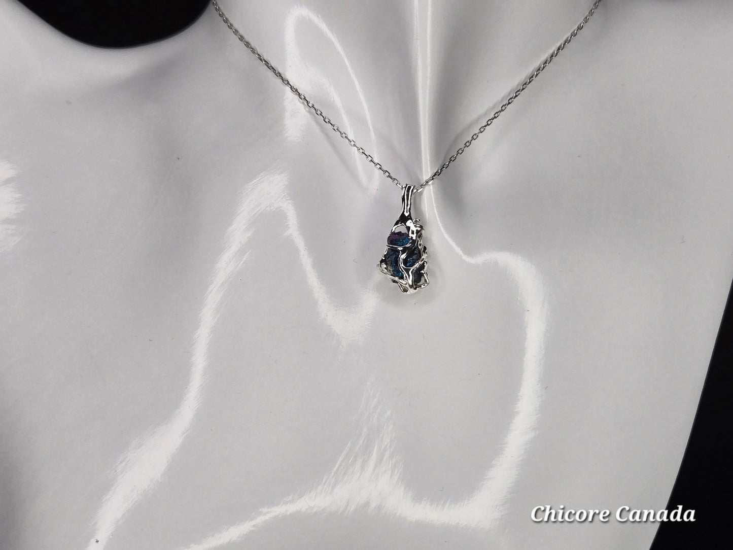 Handmade Raw Rainbow Pyrite Pendant – Adjustable 925 Sterling Silver Necklace for Strength & Style