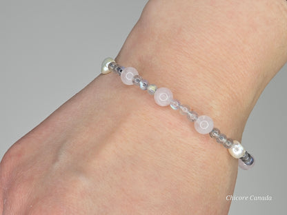 Harmony of the Heart: Moonstone, Rose Quartz & Freshwater Pearl Bracelet