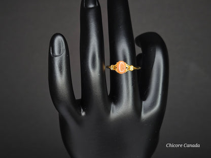 Delicate Adjustable 925 Sterling Silver 18K Gold Plated Sunstone Ring